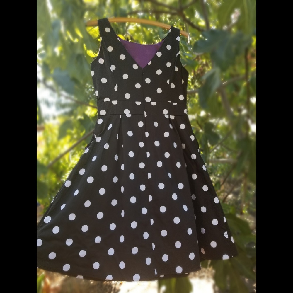 Dress: Black dress with white polka dots - Picture 2 of 7